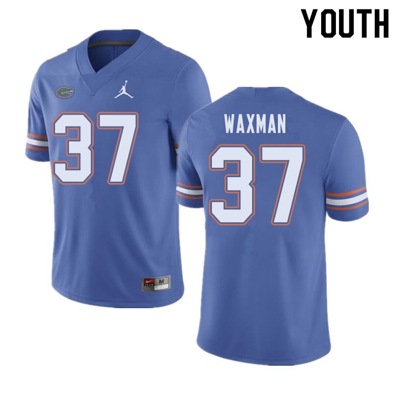 NCAA Florida Gators Tyler Waxman Youth #37 Jordan Brand Blue Stitched Authentic College Football Jersey NLN4864KY